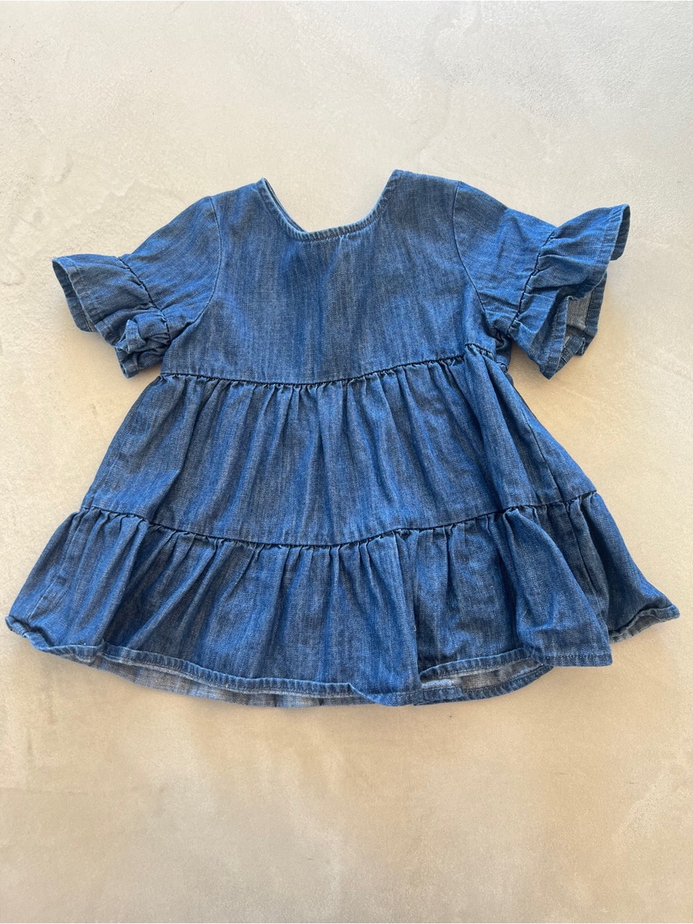 CAT & JACK Girls Denim Tiered Ruffle Dress Shirt Tunic- Blue - 3T